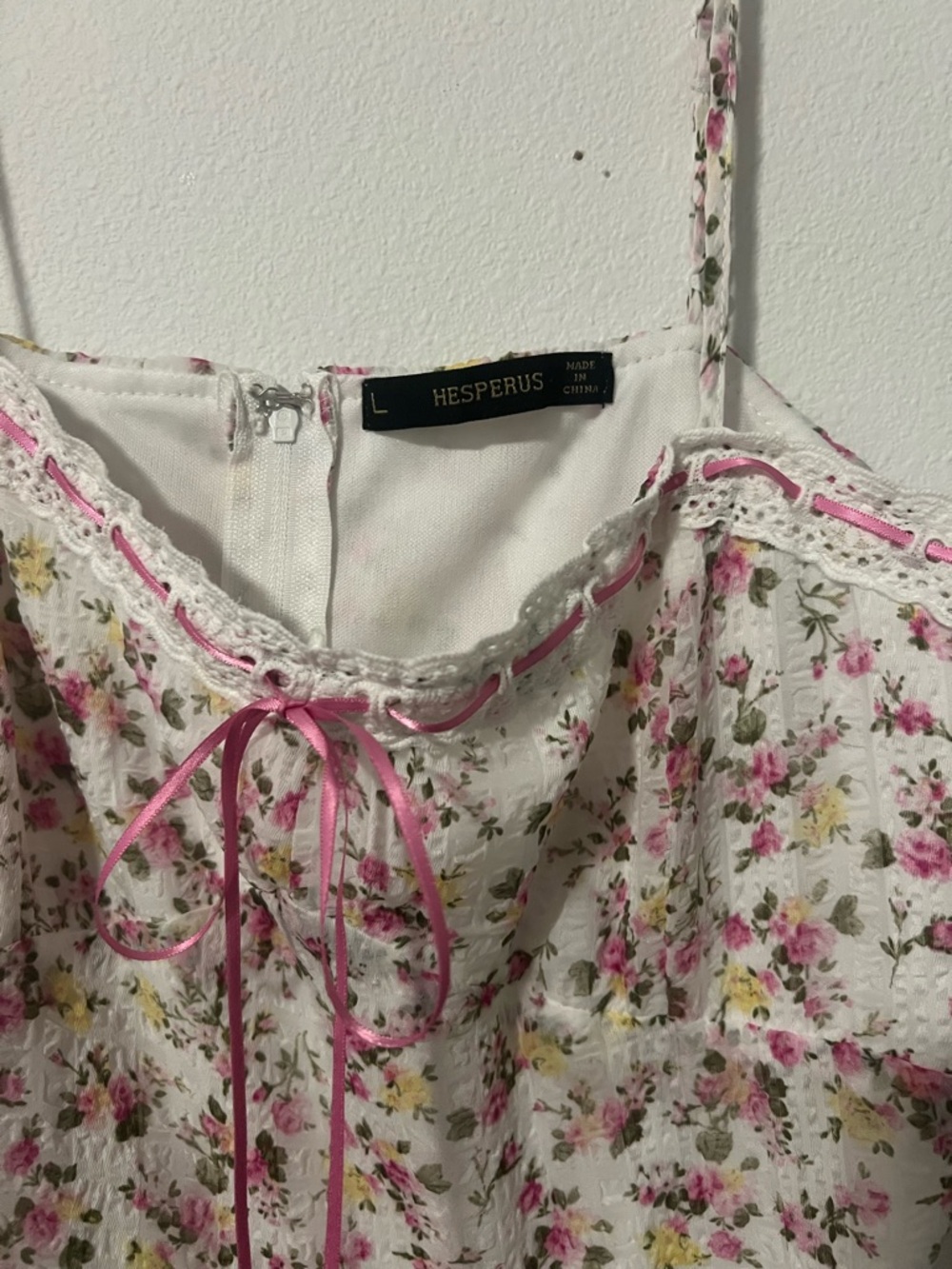 Floral Tiered Spaghetti Strap Maxi Dress - Pink & Cream - Picture 4 of 4